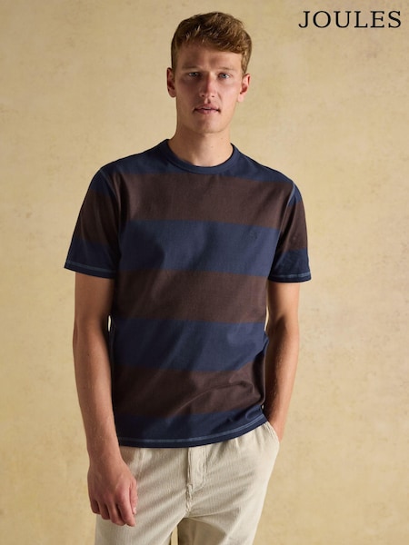 Rugby Club Brown/Navy Crew Neck Cotton T-Shirt (AW6401) | R$ 255
