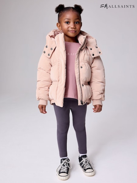 smALLSAINTS Light Pink Younger Girls Ruched Short Padded Coat (AW6475) | €63 - €66