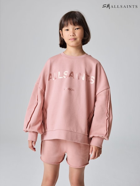 smALLSAINTS Mid Pink Girls Oversized Logo Sweatshirt and Shorts Set (AW6500) | € 62 - € 69