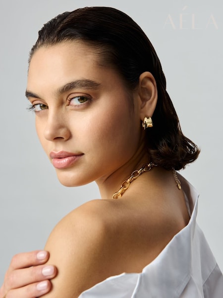 Aela 18k Gold Plated Hoop Earrings (AW6552) | kr630