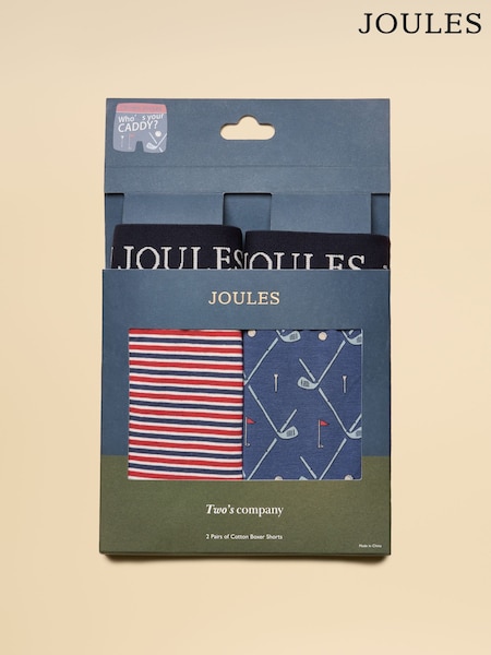 Joules Crown Joules Red/Blue Pack Of Two Cotton Jersey Boxer Shorts (AW6570) | R$ 195