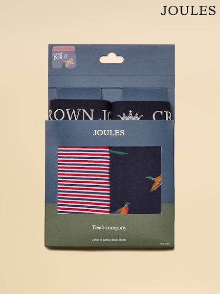 Joules Crown Joules Orange/Navy Pack Of Two Cotton Jersey Boxer Shorts (AW6571) | R$ 195