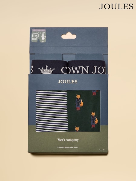 Joules Crown Joules Blue/Green Pack Of Two Cotton Jersey Boxer Shorts (AW6580) | R$ 195