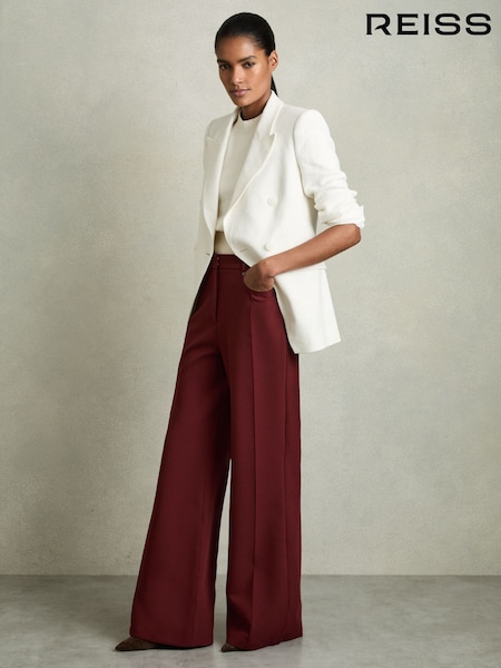 Reiss Dark Red Heather Palazzo Tailored Trousers (AW6607) | €213