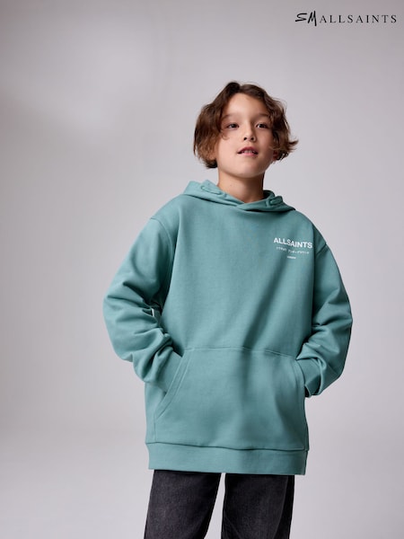 smALLSAINTS Teal Blue Oversized Underground Pullover Hoodie (AW6612) | €44 - €50