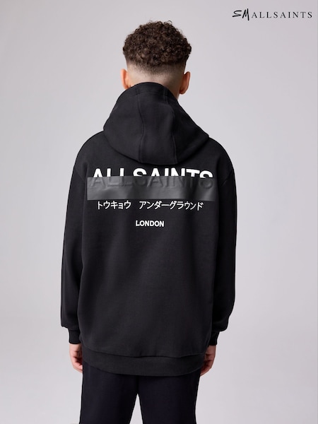 smALLSAINTS Black Redact Oversized Underground Pullover Hoodie (AW6617) | €45 - €51