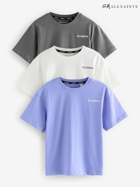 smALLSAINTS Grey/Purple Boys Logo Crew Relaxed T-Shirts 3 Pack (AW6629) | €37 - €42