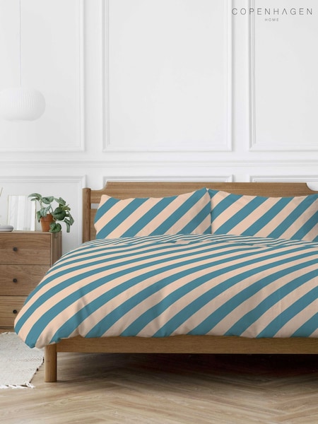 Copenhagen Home Blue Diagonal Stripe Duvet Cover Set (AW6653) | €27 - €42