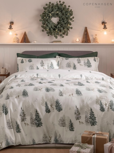 Copenhagen Home Green 100% Cotton Alpine Forest Christmas Duvet Cover Set (AW6660) | ₪201 - ₪352