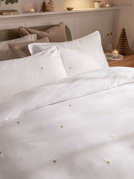 Copenhagen Home White 100% Cotton Cooper and Stardust Embroidery Duvet Cover Set (AW6664) | $69 - $120