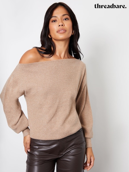 Threadbare Natural Slash Neck Knitted Jumper (AW6738) | €33