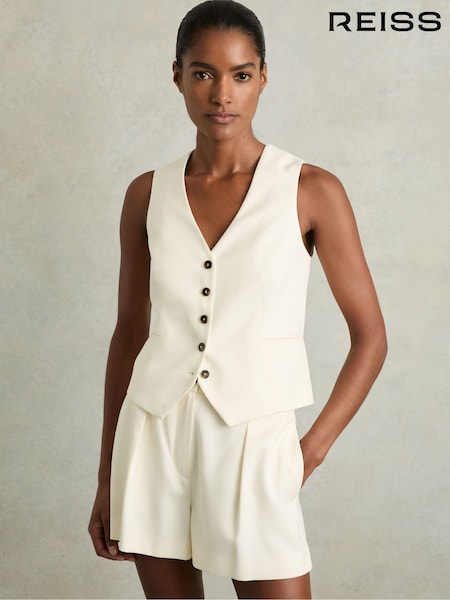 Reiss Cream Millie Single-Breasted Tailored Waistcoat (AW6752) | €241