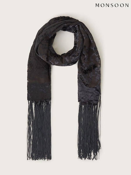 Monsoon Brown Rosa Devore Fringe Scarf (AW6796) | €21.50