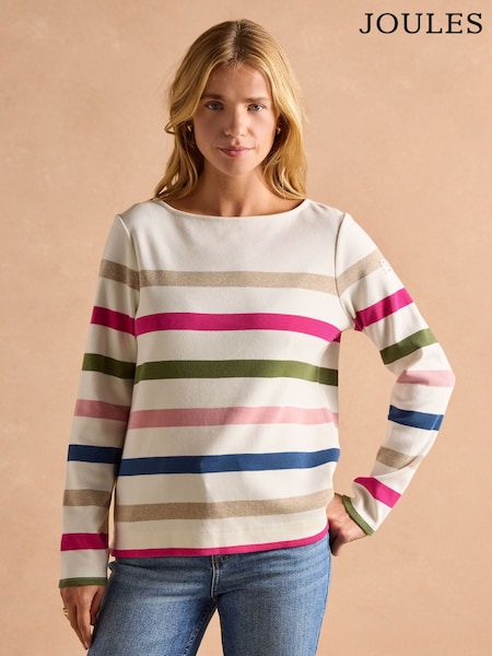 Joules Harbour Cream Multi Boat Neck Breton Top (AW6879) | kr500