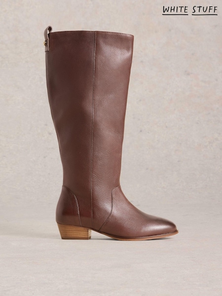 White Stuff Brown Wide Fit Leather Knee Boots (AW6967) | €131