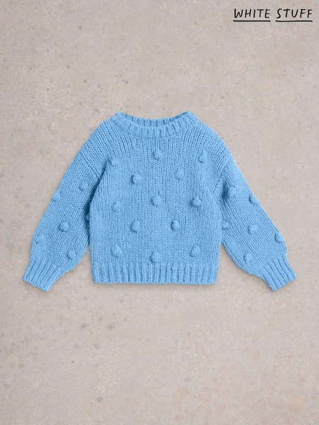 White Stuff Blue Pom Pom Jumper (AW6981) | €26