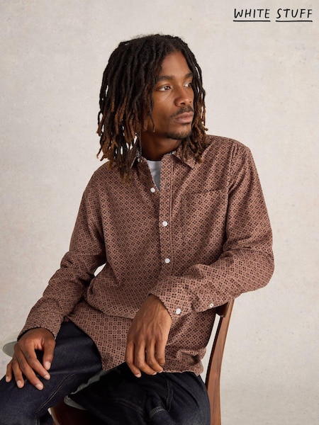 White Stuff Pink Geo Printed Cord 100% Cotton Shirt (AW7000) | €39