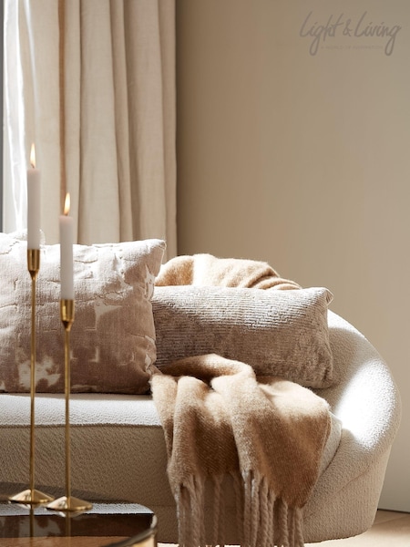 Light & Living Brown Huslia Textured Abstract Cushion (AW7017) | €43