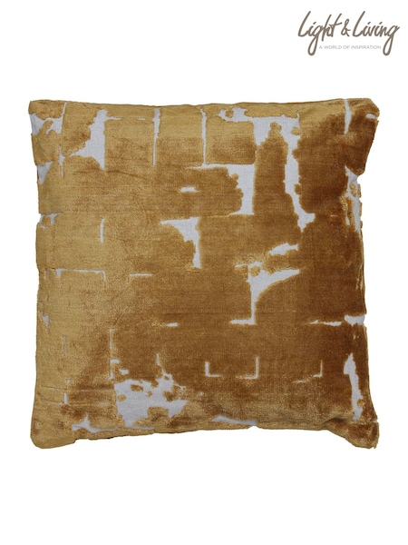 Light & Living Yellow Huslia Textured Abstract Cushion (AW7028) | €43