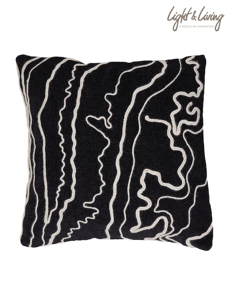 Light & Living Black Castro Braided Cushion (AW7032) | €74