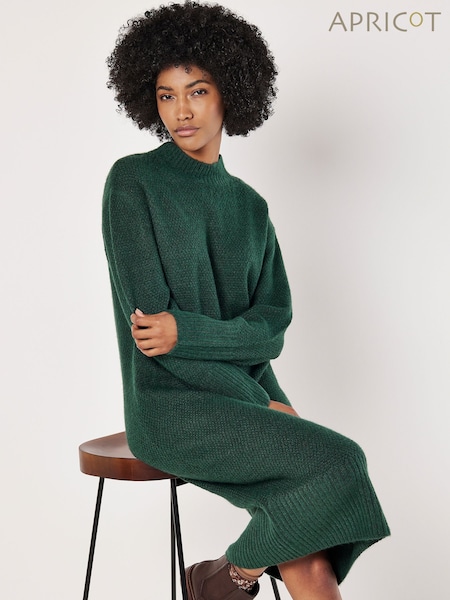Apricot Green Waffle Knitted Midi Dress (AW7108) | €59