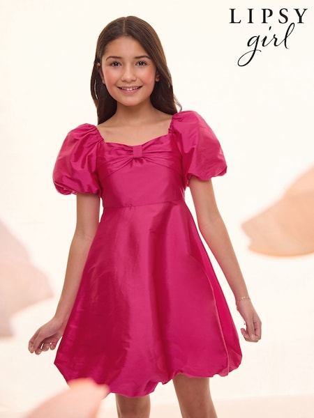 Lipsy Bow Taffetta Bubble Hem Occasion Dress (5-16yrs) (AW7118) | ‏231‏₪ - ‏272‏ ₪