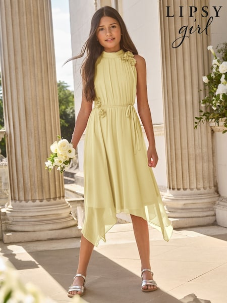 Sitruuna Keltainen - Lipsy Corsage Epäsymmetrinen helma Tilaisuus Mekko (5-16v) (AW7134) | €77 - €90