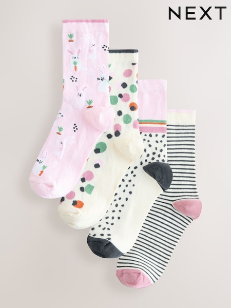 Pastel Bunny Ankle Socks 4 Pack (AW7177) | €14.50