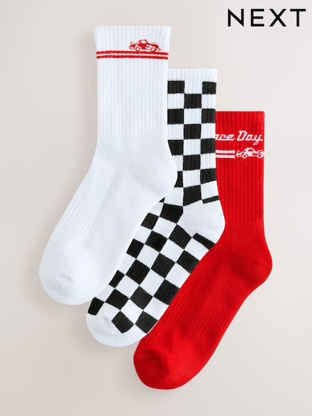 Racing Car Cushion Sole Ribbed Sport Ankle Socks 3 Pack With Arch Support (AW7181) | €14.50