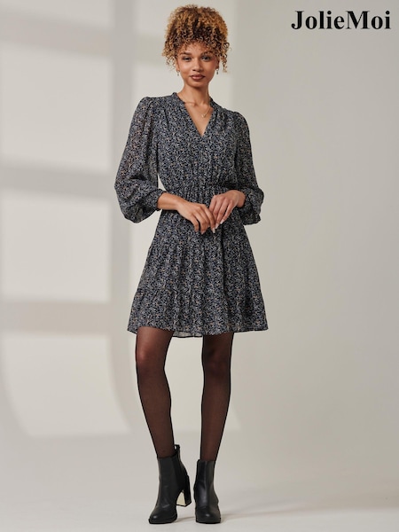 Jolie Moi Ditsy Chiffon Midi Dress (AW7205) | 196 LEI