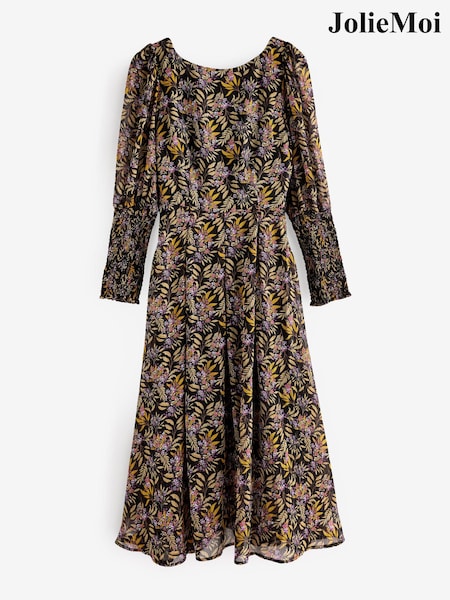 Jolie Moi Black Cuffed Ballon Sleeve Dress (AW7216) | €41