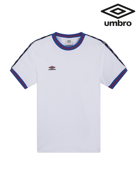 Umbro White Infilled Tape 100% Cotton T-Shirt (AW7255) | €42