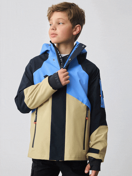 Modrá/břidlicová - Voděodolný kabát Baker by Ted Baker s barevnými bloky (AW7319) | 1 983 Kč - 2 260 Kč