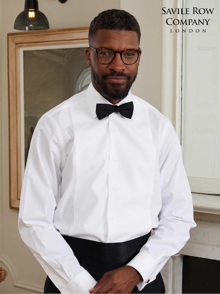 Savile Row Company Classic Fit Marcella Bib Tuxedo White 100% Cotton Shirt (AW7403) | 272 QAR