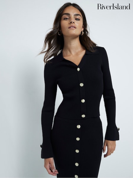 River Island Button Polo Top (AW7579) | ‏102 د.إ.‏