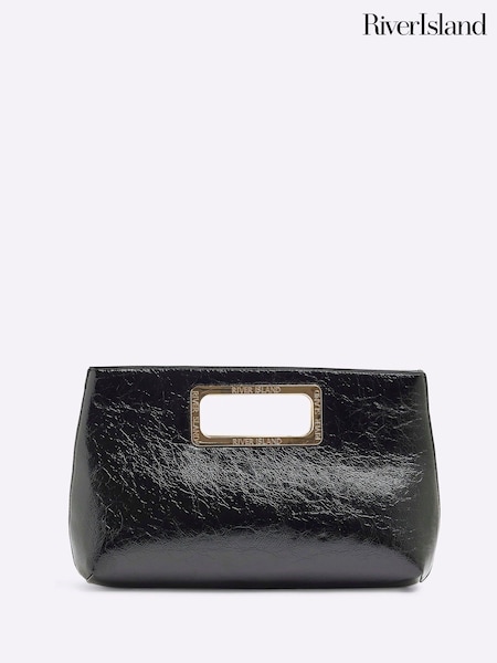 Schwarz - River Island Metal Handle Clutch Bag (AW7625) | 39 €