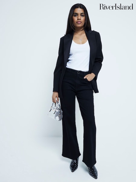 River Island Black High Waisted Wide Leg Karma Jeans (AW7662) | €31
