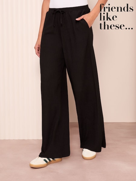 Friends Like These Black Crinkle Jersey Wide Leg Trousers (AW7740) | 1,923 UAH