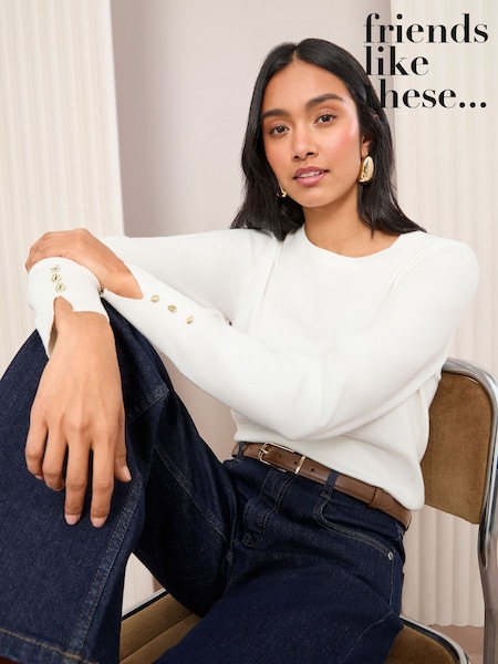 Friends Like These Ivory Long Sleeve Crew Neck Jumper (AW7847) | $47