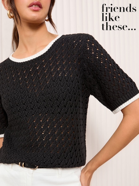 Friends Like These Black Crochet Knitted Top (AW7865) | kr357