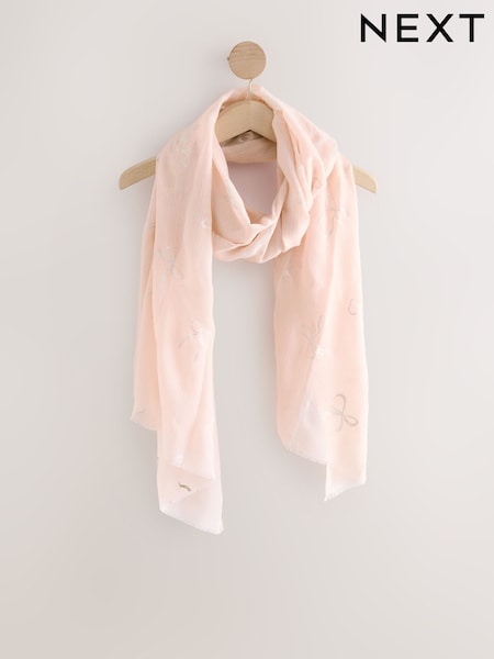 Pink Foil Bow Motif Lightweight Scarf (AW8004) | €15.50