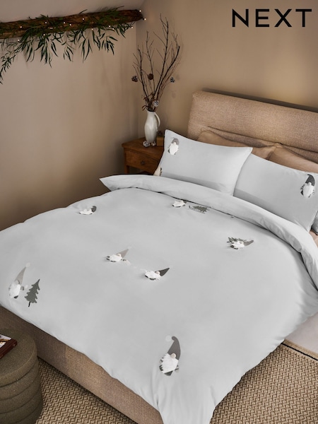 Grey Christmas Gonk Tufted Duvet Cover and Pillowcase Set (AW8018) | €50 - €83
