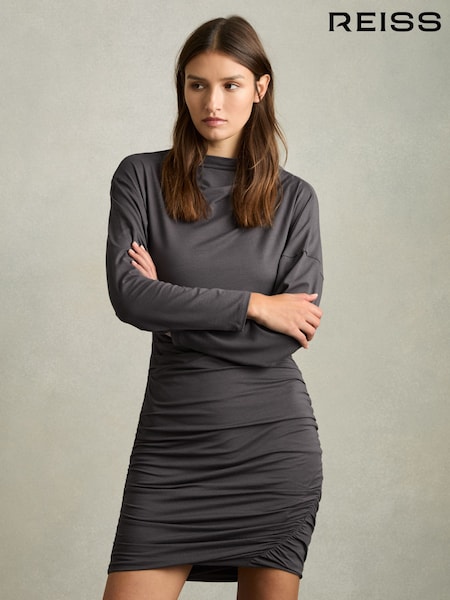Anthrazit - Reiss Ari Minikleid aus Jersey mit Raffung (AW8224) | 199 €
