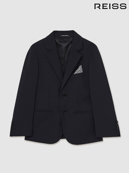 Reiss Navy Hope 13-14 yrs Wool-Blend Single-Breasted Suit Blazer (AW8234) | €145