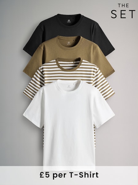The Set 4 Pack Relaxed Short Sleeve 100% Cotton T-Shirts (AW8247) | 149 LEI