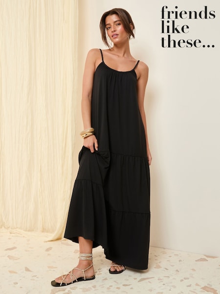 Friends Like These Black Plaited Strappy Maxi Sun Dress (AW8278) | €40