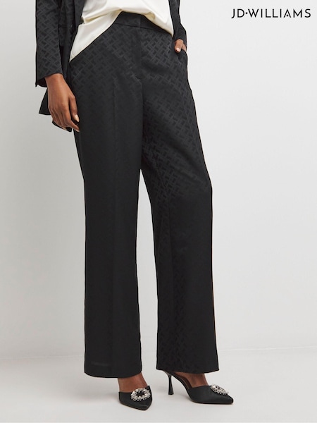 JD Williams Black Satin Jacquard Wide Leg Trousers (AW8400) | €37