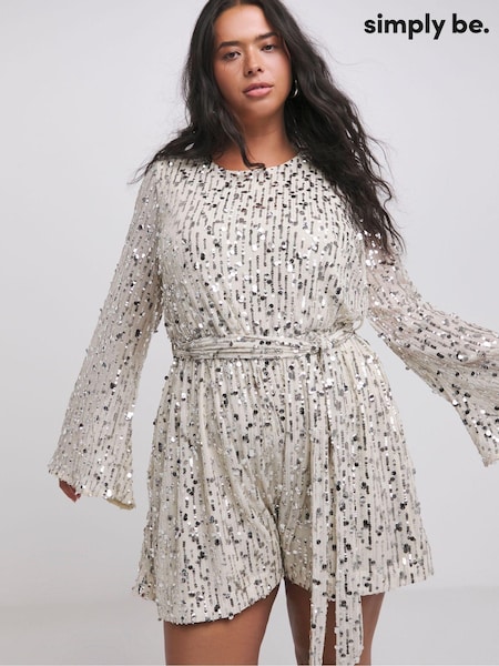 Simply Be Sequin Belted Playsuit (AW8411) | €25