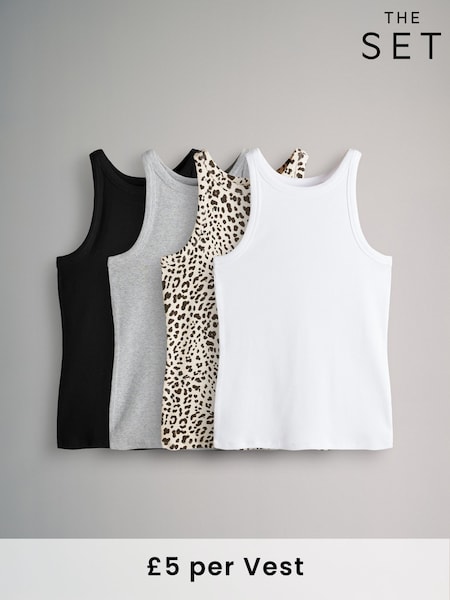 Black/White/Grey Marl/Animal - The Set 4 Set veste de curse cu nervuri (AW8430) | 149 LEI