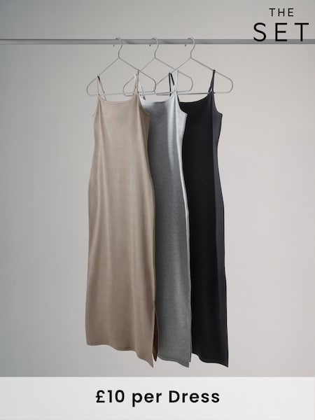 The Set 3 Pack Strappy Ribbed Dress (AW8435) | ‏151‏₪